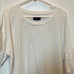 Lane Bryant white Eyelet Sleeve Tee